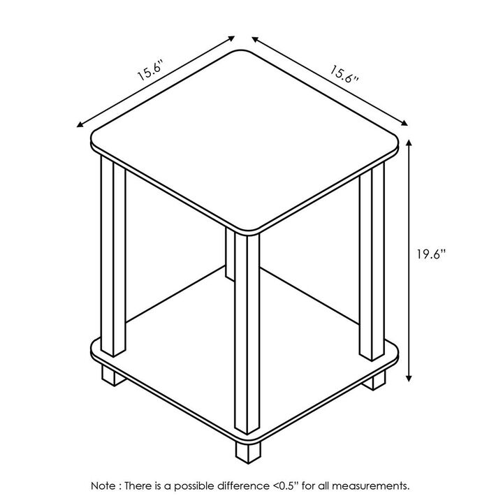 Furinno Simplistic End Table, Set of Two, French Oak Grey/Black