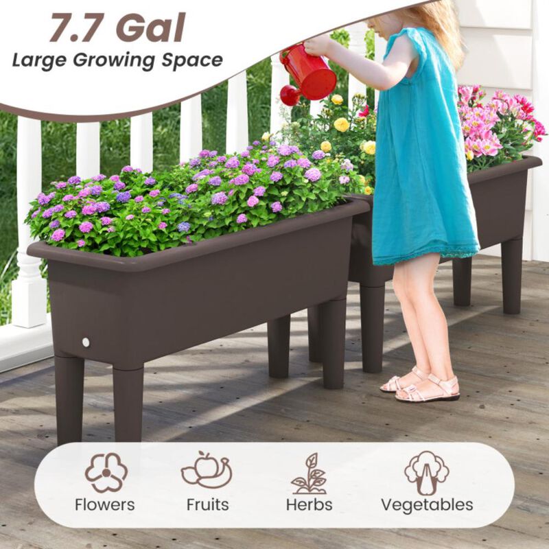 Hivvago 2 PCS Raised Garden Beds Self-Watering Planter Box with Detachable Legs and Drainage Hole