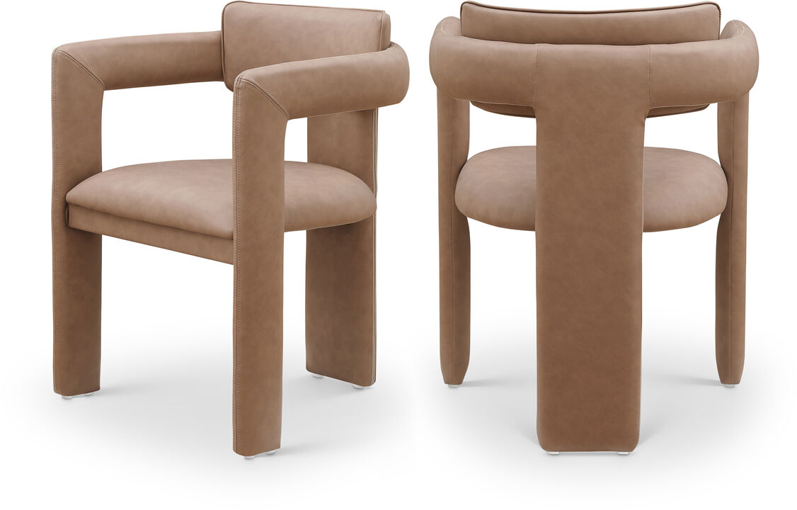 Meridian Furniture Brenda Brown Vegan Leather Dining Chair, Set of 2