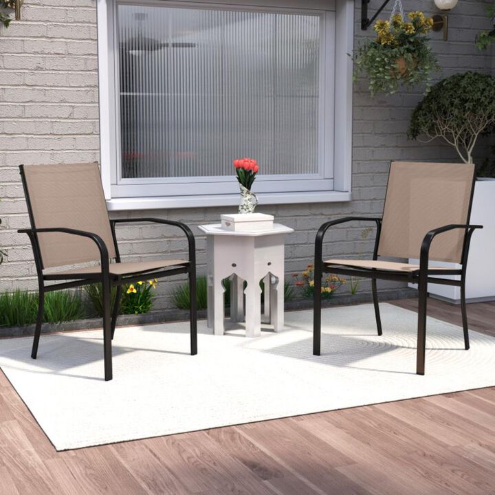 Hivvago Outdoor Dining Chairs Set of 2 with High Back and Metal Frame