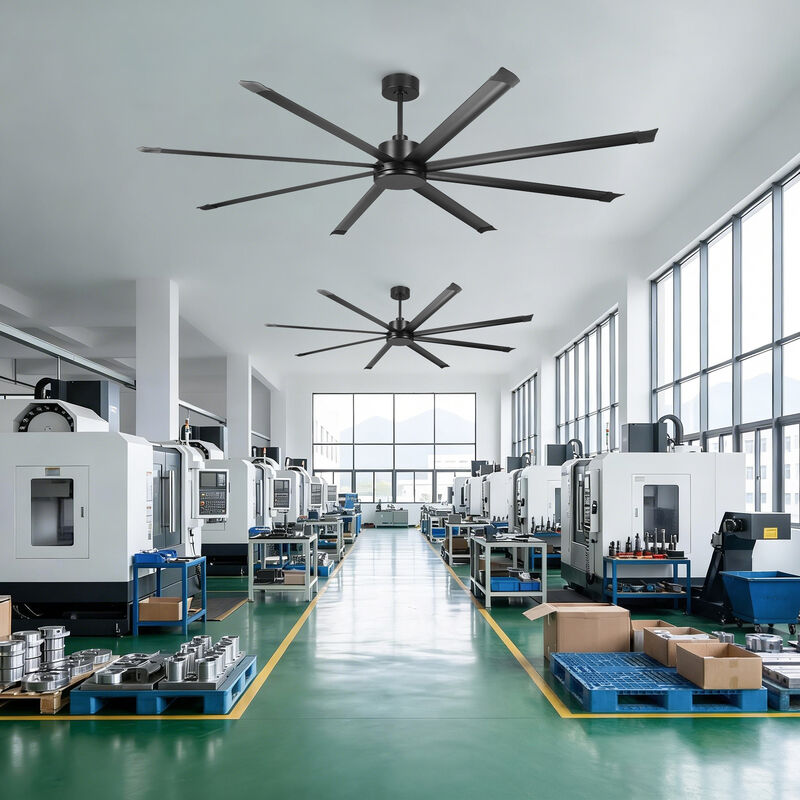 120" Industrial Black Reversible 8 Aluminum Blades Extra Large Ceiling Fan with Remote for Warehouse, garage, or Factory image number 3