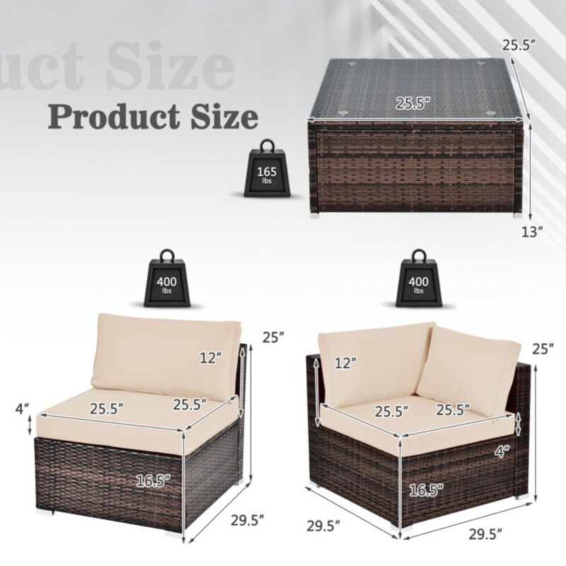 Hivvago 6 Pieces Patio Rattan Furniture Set with Cushions image number 5