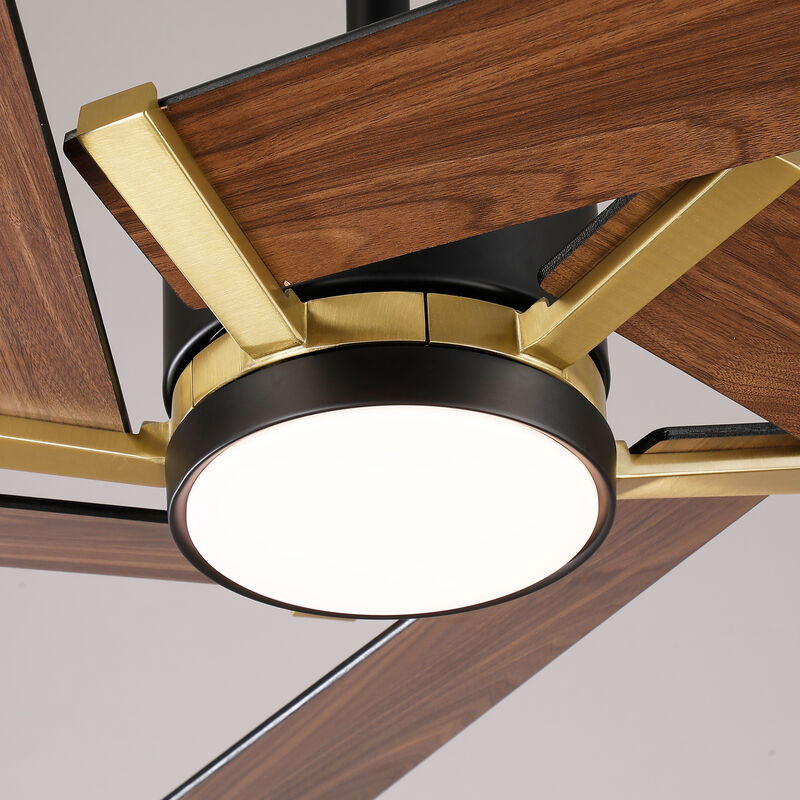 60" Modern Industrial Black Reversible Dimmable 5 Aero Blades Ceiling Fan with Light and Remote image number 9