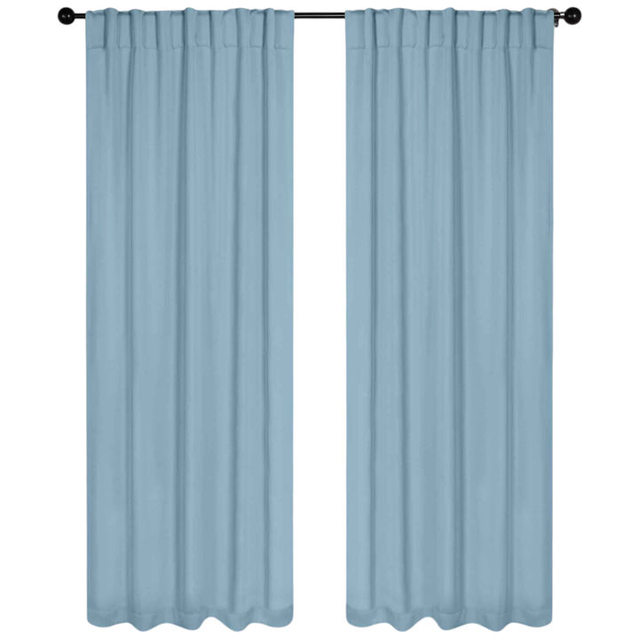 Blackout Window Curtains Set of 2 Solid Room Darkening Back Tab Panels