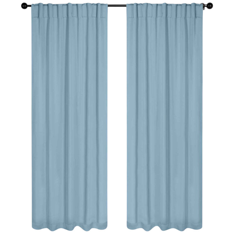 Blackout Window Curtains Set of 2 Solid Room Darkening Back Tab Panels image number 0