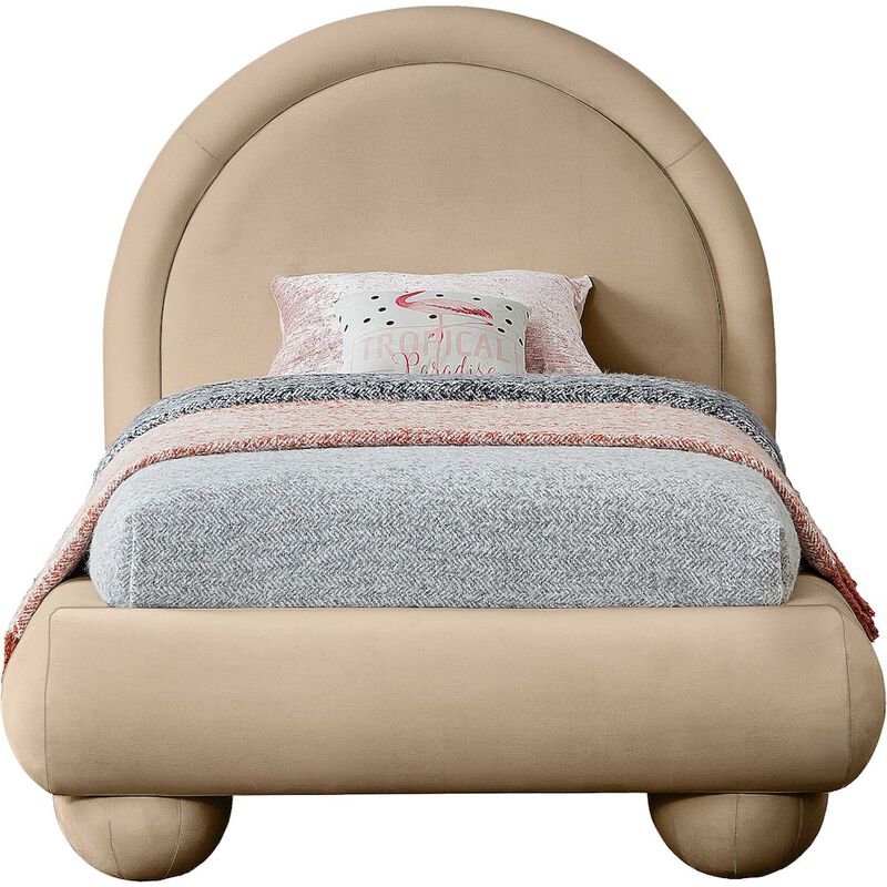 Meridian Furniture Madrid Beige Velvet Twin Bed