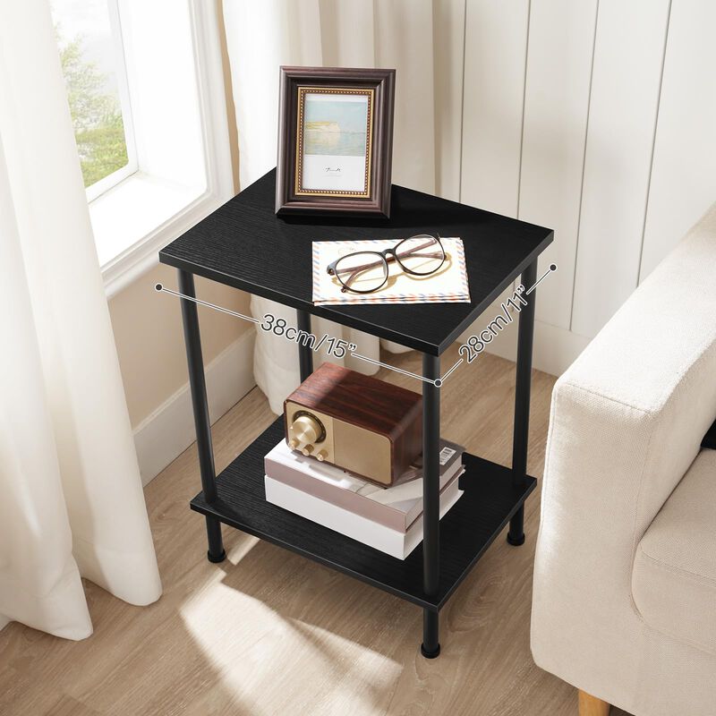 HOOBRO End Table, Small Side Table, Nightstand with 2-Layer Storage Shelves, Sofa Table for Small Spaces, Living Room, Bedroom,