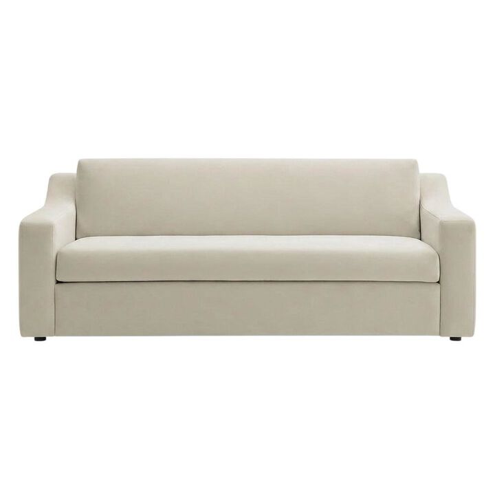 Performance Velvet Sofa, Comfy Modern Couch for Living Room, Taupe