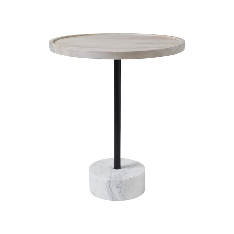 Renwil Antares Side Table In Beige, Black Color