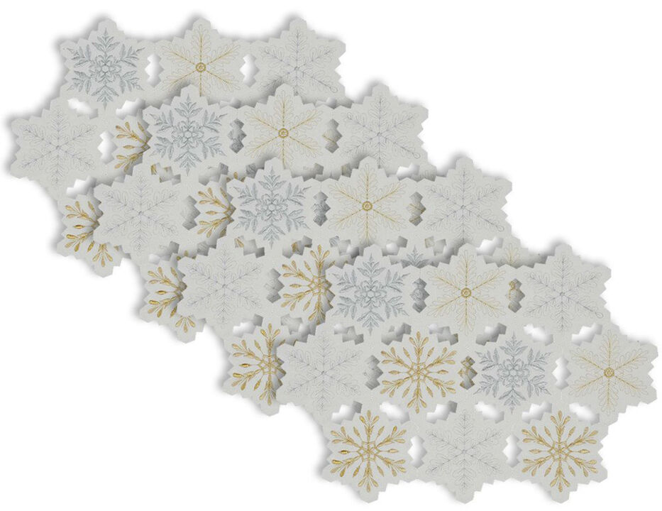 Set of 4 Silver Colored Snowflake Design Placemats 19" x 13"