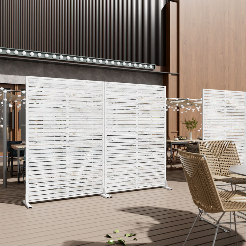 Arched Metal Outdoor Privacy Screen, Freestanding Outdoor Divider Decorative Privacy Fence