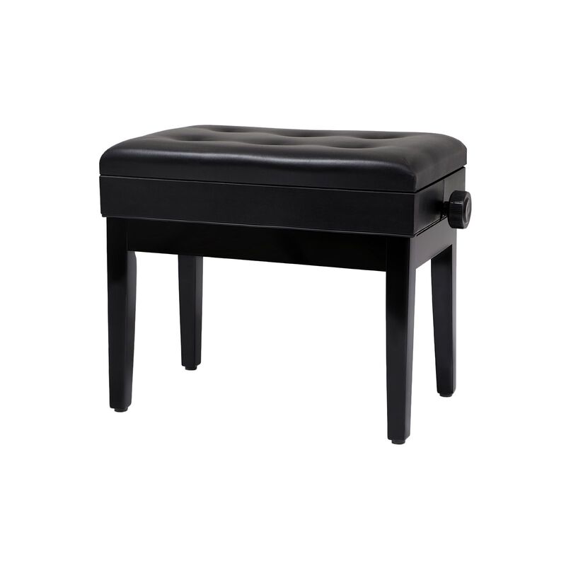 Adjustable Wooden Piano Bench Stool with Sheet Music Storage- Black