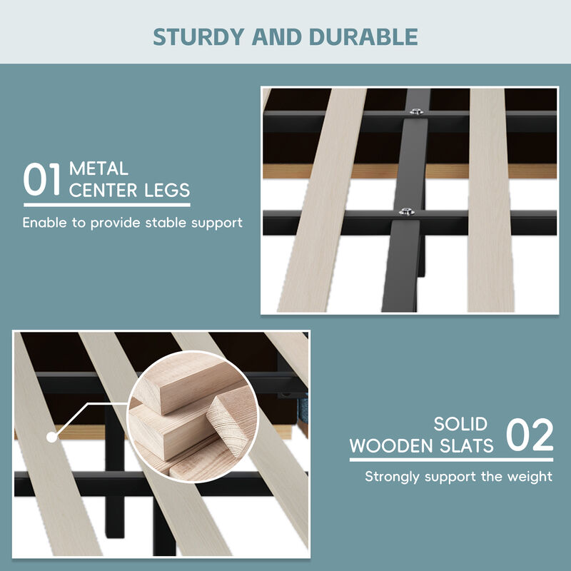 Merax Upholstered Bed Frame with Side Shelves