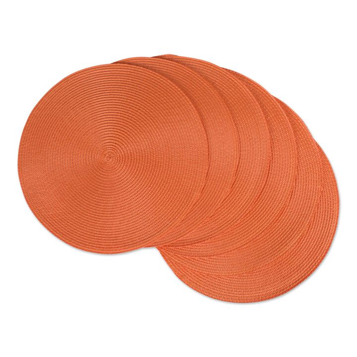 Set of 6 Orange Woven Round Placemats 15"