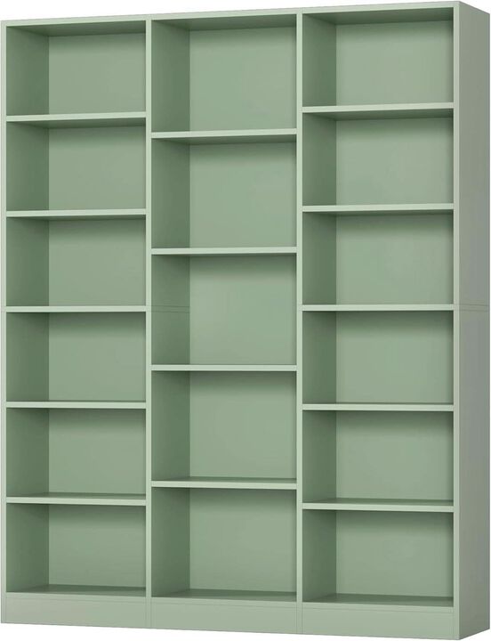 ShipItFurniture Green Triple Wide 74" Tall Six-Tier Bookshelf
