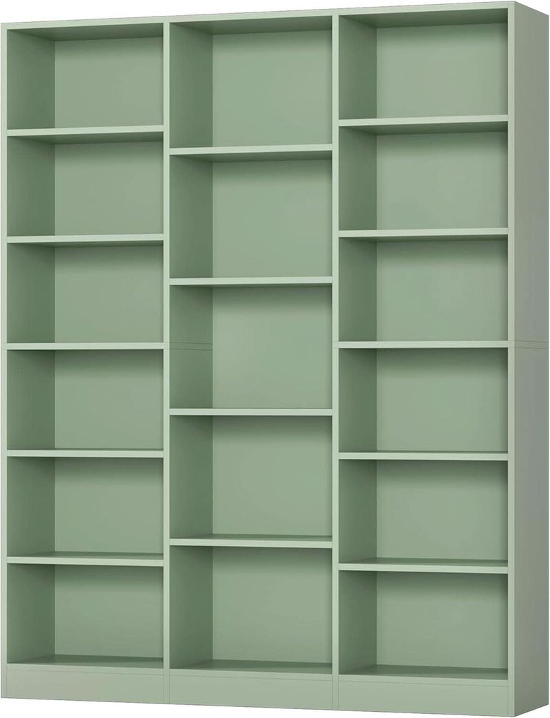 ShipItFurniture Green Triple Wide 74" Tall Six-Tier Bookshelf image number 0