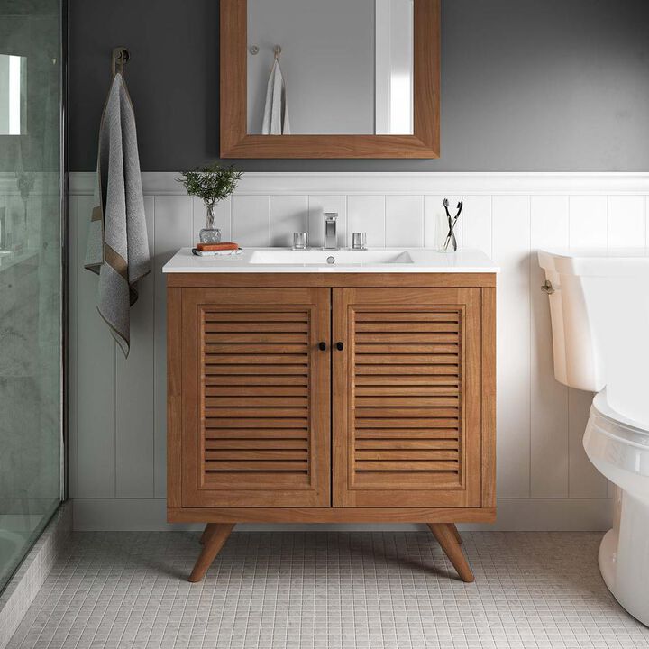 Modway Birdie 36 Teak Wood Bathroom Vanity Cabinet (Sink Basin Not Included)