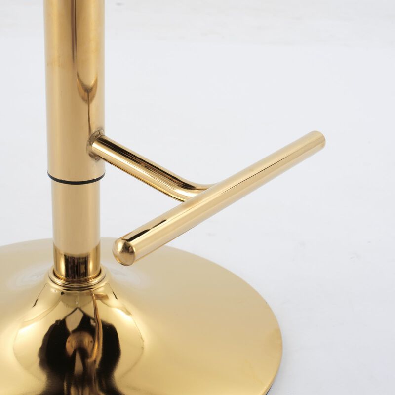 Clihome Swivel Barstools Adjusatble Seat Height With Gold-plating Base, Classic Velvet Upholstered Bar Stools with the whole Back Tufted, for Home