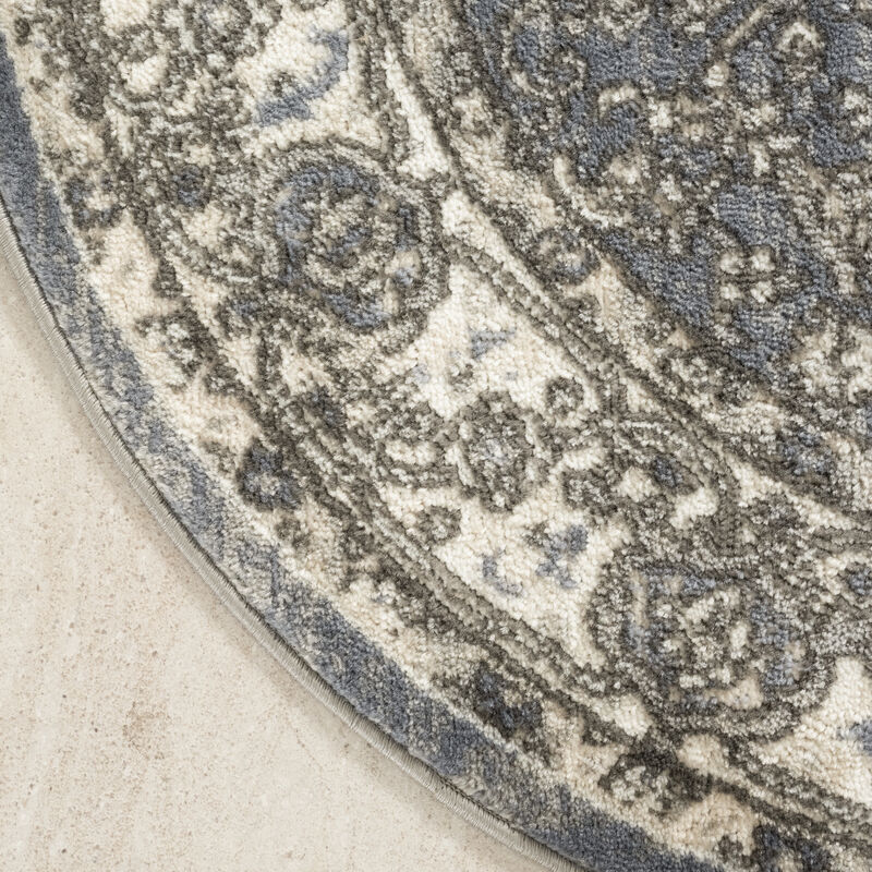 Quarry QUA05 Blue 4' x Round Rug image number 2