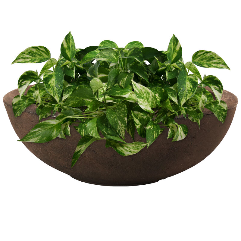 Sunnydaze Percival Round Polyresin Planter with UV-Resistance - Sable