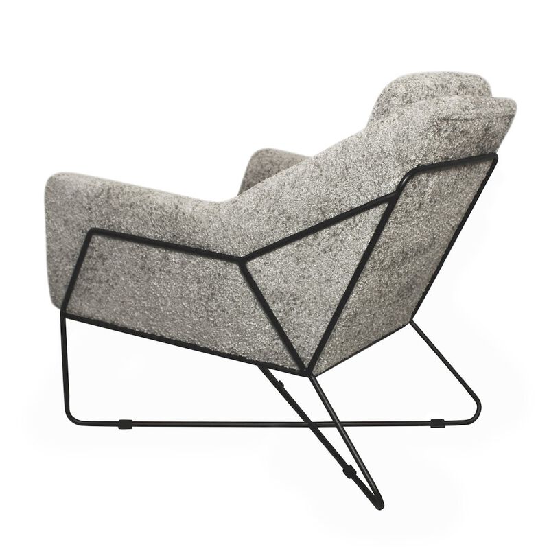Emilia Lounge Chair in Gray Boucle Fabric