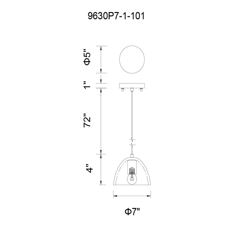 Modest 1 Light Down Mini Pendant With Black Finish