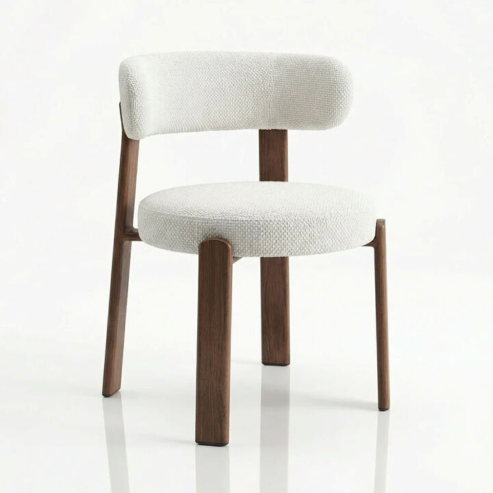 Upholstered Curved Back Wood-look Metal Frame 2pc Dining Chairs
