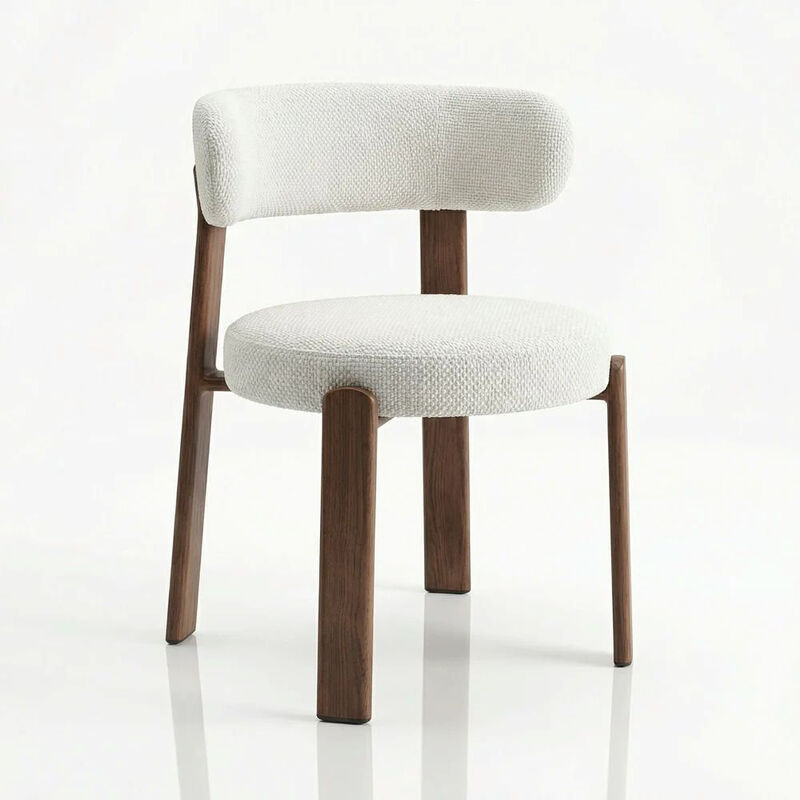 Upholstered Curved Back Wood-look Metal Frame 2pc Dining Chairs image number 0