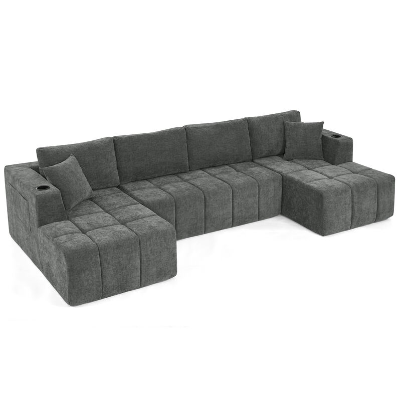 Feslud U-Shaped Chenille Sectional Sofa image number 7