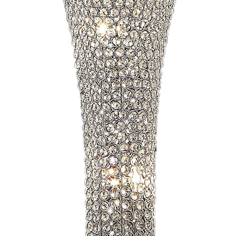 Wren 54 Inch Floor Lamp, Crystal Base with Subtle Curve, Metal, Silver-Benzara
