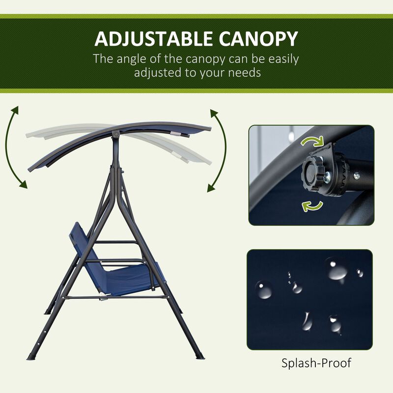 Hivvago Patio Swing Chair with Steel Frame and Adjustable Canopy image number 3