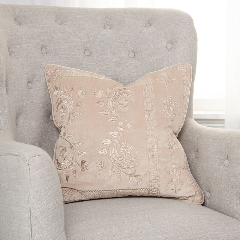 Homezia Blush Pink Floral Textured Reversible Throw Pillow