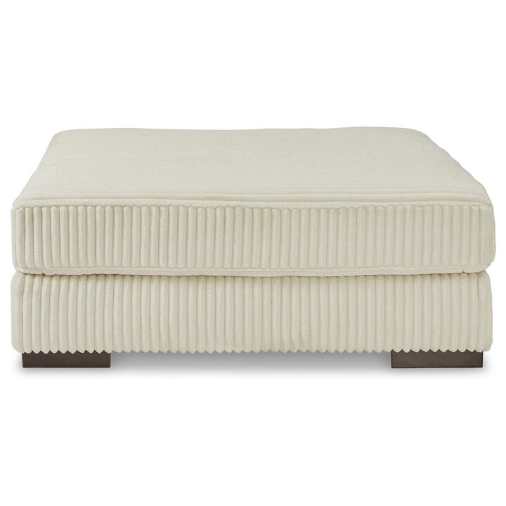 Lindy Accent Ottoman, Square 51 Inch Modern Style, Ivory Polyester - Benzara