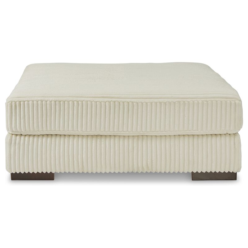 Lindy Accent Ottoman, Square 51 Inch Modern Style, Ivory Polyester - Benzara