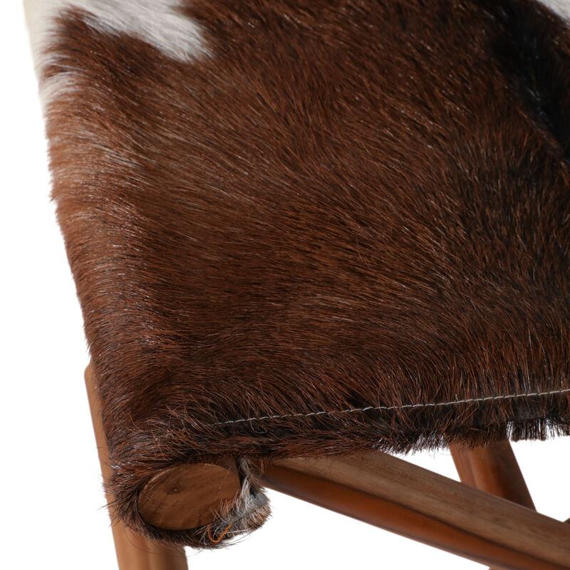 19x16" Hair On Hide Cow Print Stool, Brown/white image number 5