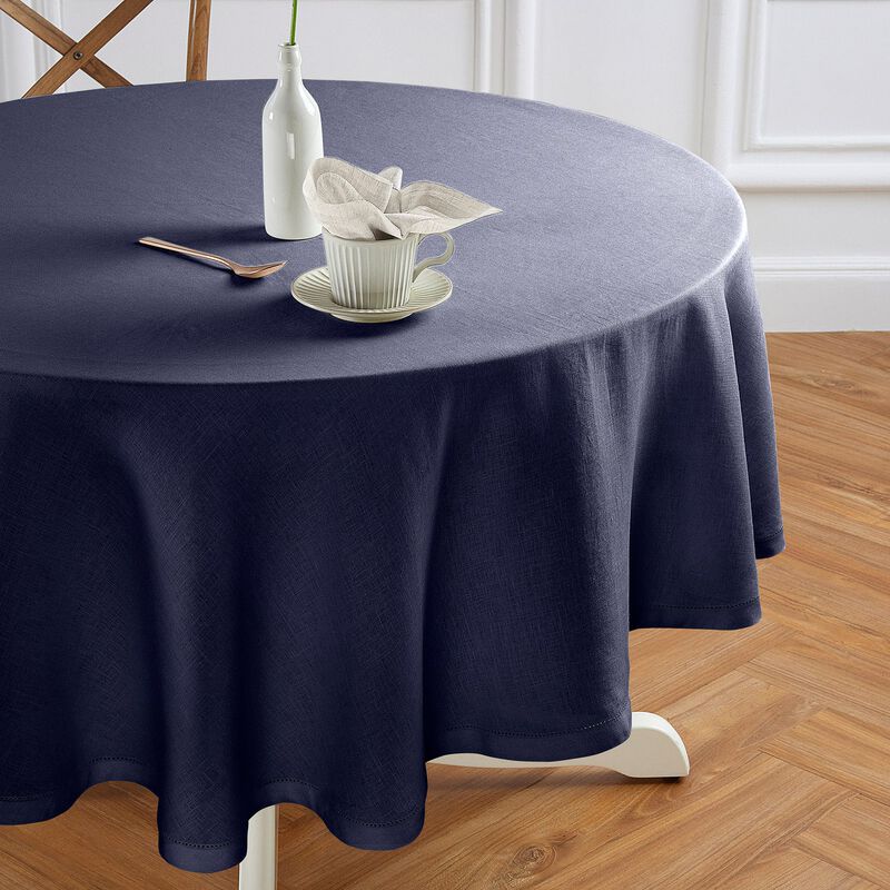 Solino Home 100% Pure Linen Round Tablecloth - Sonoma Hemstitch
