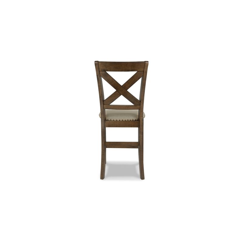 Chip Counter Height Chair Set of 2, Distress Nutmeg Wood, Polyester
