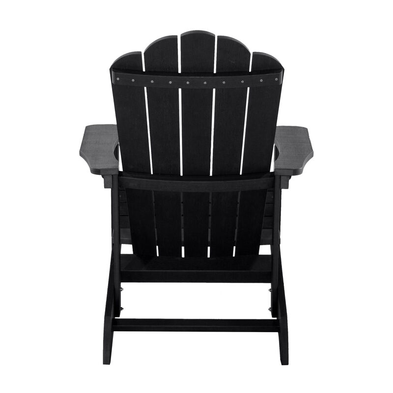 Outdoor Plastic Wood Adirondack Chair, Patio Chair for Deck, Backyards, Lawns, Poolside, and Beaches, Weather Resistant, Black