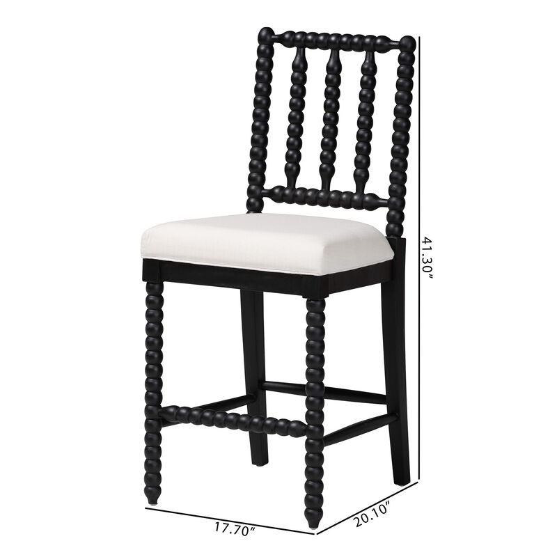 bali & pari Deya Bobbin Counter Stool - Sculptural Wood Kitchen Seating with Upholstered Seat and Spindle Back image number 8