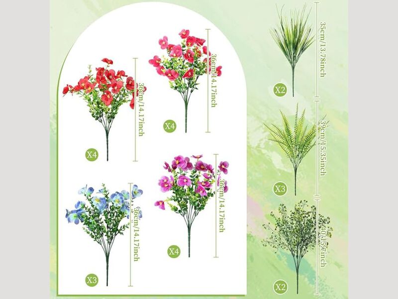 22 Bundle Artificial Hanging Pansy Flowers UV Resistant Outdoor Window Box Decor image number 2