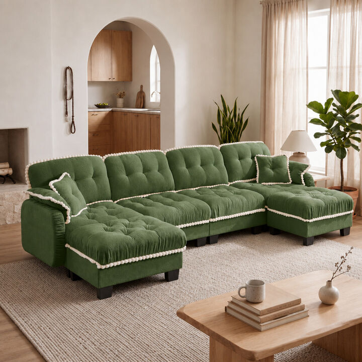 Ziworl Cloud U-Shaped Sofa with 4 Pillows