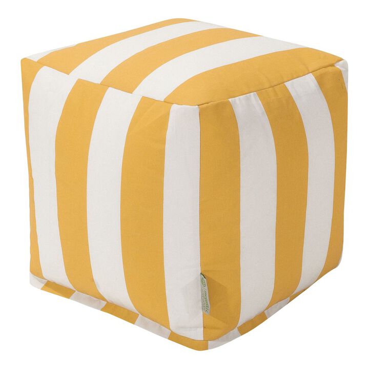 Majestic Home Goods Cube Pouf Vertical Stripe Yellow