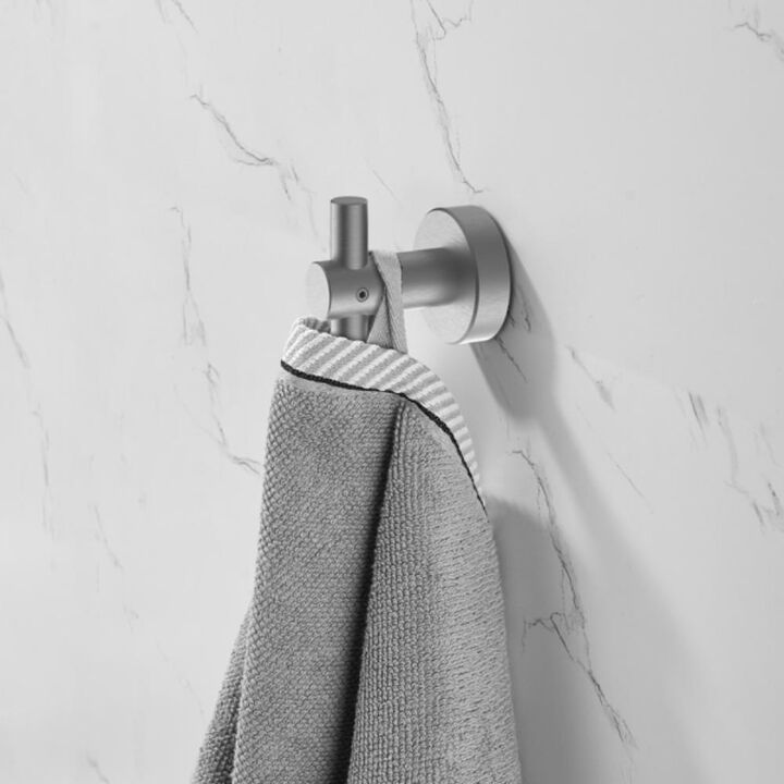 Round Base Wall-Mounted Hook with Screws Brushed Finish Metal Hanger for Coats & Towels