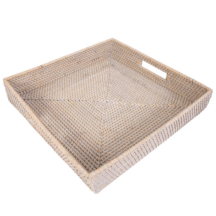 Saboga Home&trade; Square Ottoman Tray with Cutout Handles