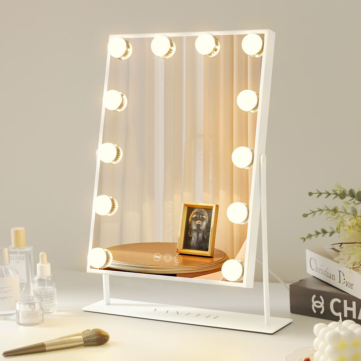 12''  × 16'' in Hollywood  Vanity Makeup Mirror With Lights 12 LED Bulbs