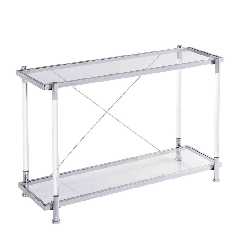 43.31'' Glass Sofa Table: Acrylic Side Console for Living Room & Bedroom - Elegant and Versatile Furniture Piece image number 1