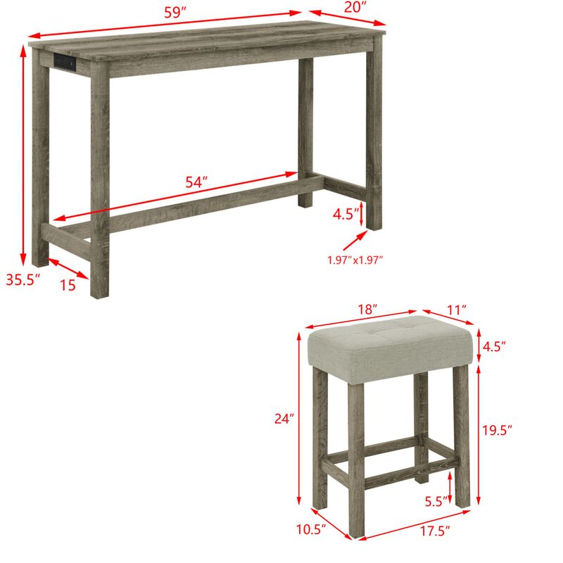 Peldze 4‑Piece Industrial Bar Table Set image number 9