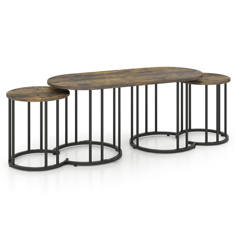 Modern 3 Piece Nesting Coffee Tables with Metal Frame Design image number 0