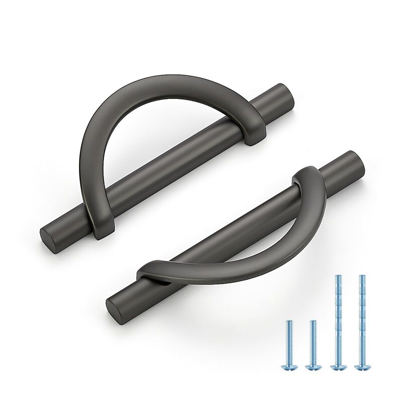 HOME EDIT Pearl Grey Cabinet Pulls, 3-3/4 Inch Hole Center, 96 mm, Curved Design Cabinet Handles for Kitchen,Cupboard, Drawer &