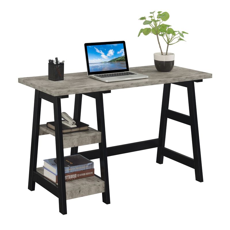 Convenience Concepts Designs2Go Trestle Desk with Shelves